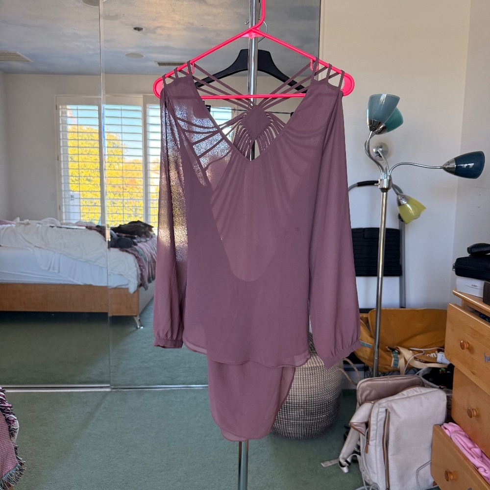 Lost April Purple mesh shirt with a back cut out